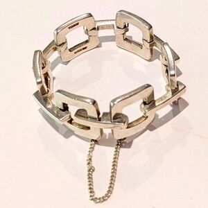 925 Mexico Jondell Heavy Sterling Silver Square Link Bracelet